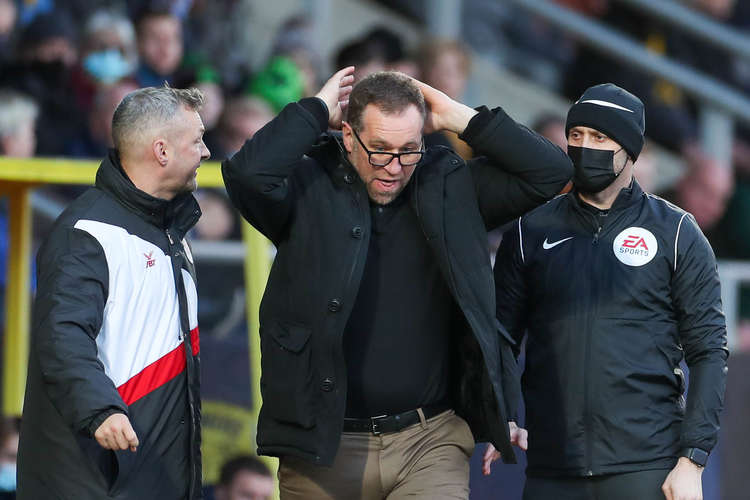 Alex boss Dave Artell was sent off at Burton (Picture credit: Kevin Warburton).