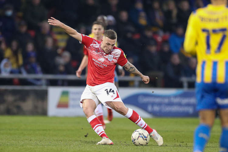 Oli Finney lets fly with a first-half effort (Picture Credit: Kevin Warburton).