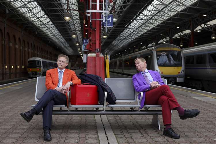 Transport Secretary Grant Shapps with railways enthusiast Michael Portillo.