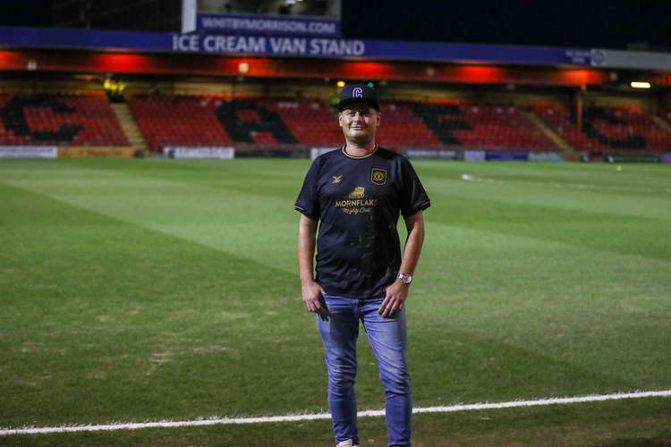 Crewe fan Chris Chibbett travelled from Tenerife to see the game (Picture credit: Kevin Warburton).