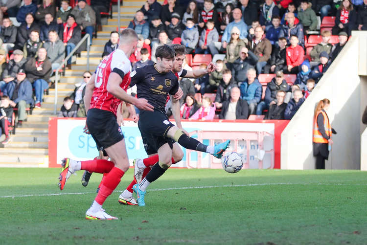 Chris Long fired Crewe ahead in the first half (Picture credit: Kevin Warburton).