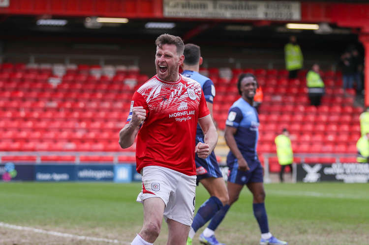 Chris Porter's second-half header gave Crewe hope (Picture credit: Kevin Warburton).