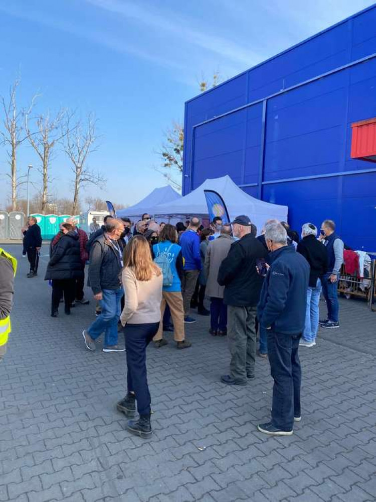 The refugee centre at the Polish-Ukraine border, where Stephen Bratherton waited.