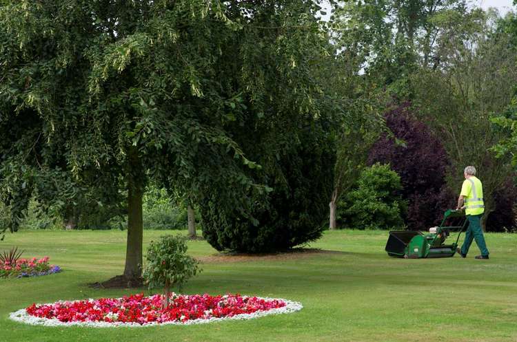 Mowing at Queens Park, Crewe.