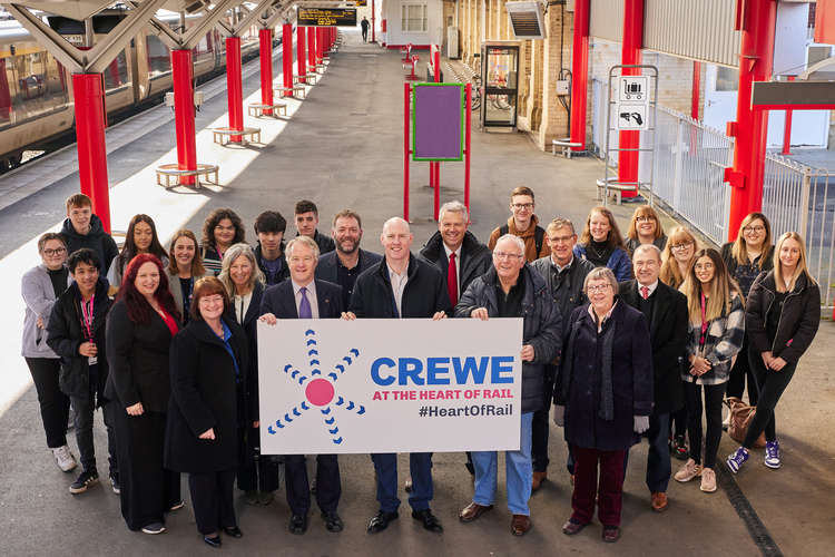 Stakeholders and supporters of GRB for Crewe at the train station this morning.