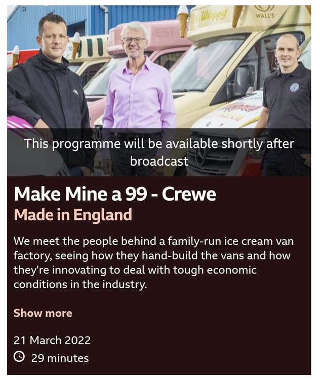 The episode is titled: 'Make Mine a 99 - Crewe.' (Picture credit: bbc.co.uk)