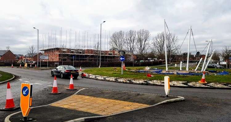 The 'solar glazer' on the roundabout of Crewe Road and Jack Mills Way taken by Kieran Mullan after resident complaints.