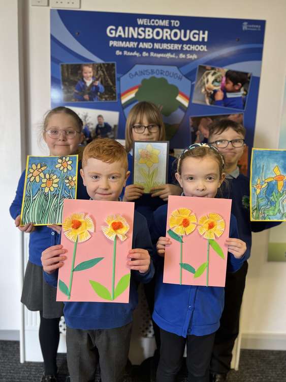 Pupils at Pebble Brook and Gainsborough Primary Schools and Brooks nursery created art for reflection walls at the village.