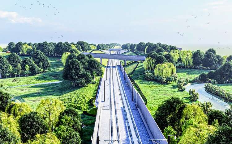 What HS2 lines are expected to look like in the Cheshire countryside. (Picture credit: Construction News)