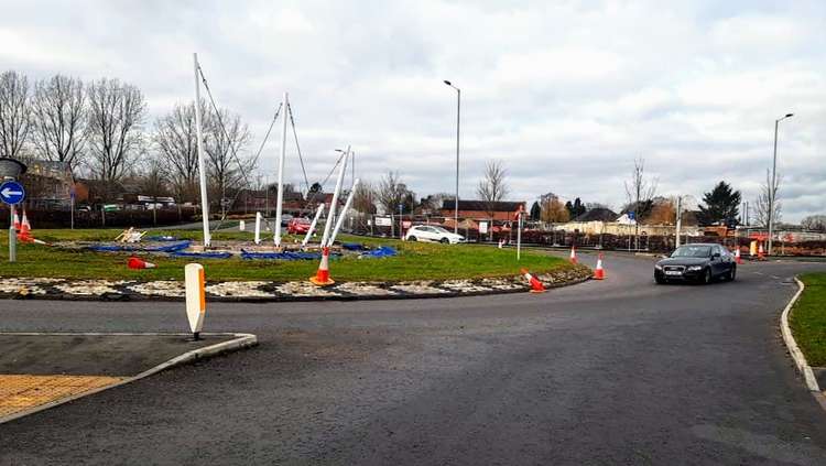 The solar gazer, currently half-completed and surrounded by cones. (Picture credit: Ryan Parker)