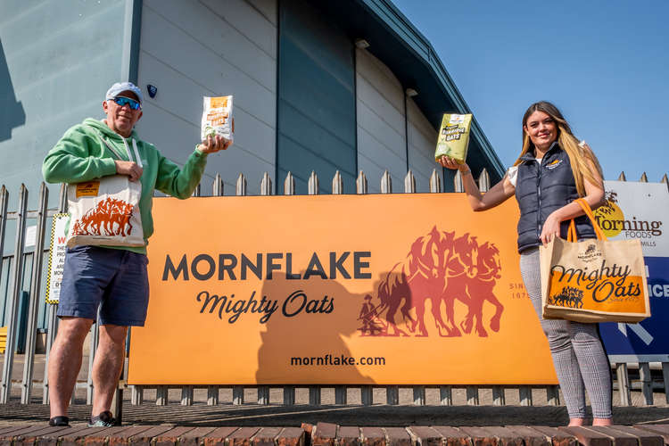 UK Triathlon race director Keith Hancock and Erin Mooney of Mornflake at the firm's mill on Gresty Road, Crewe.