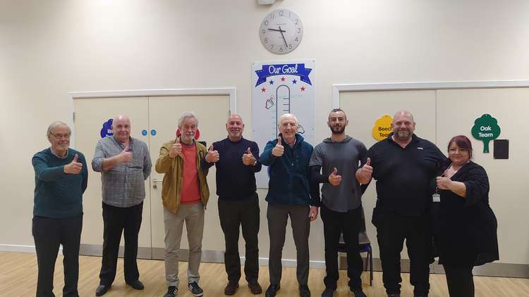 Happy members of the Minshull Vernon and District  Parish Council (which represents the Parishes of Leighton, Minshull Vernon and Woolstanwood) at their meeting in the Mablins Lane School, Leighton. (Picture credit: Brian Silvester)