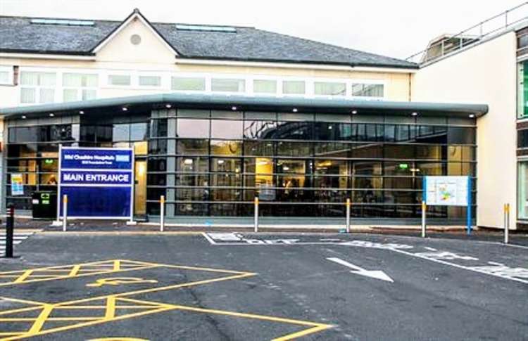 The Leighton Hospital main entrance and car park. (Picture credit: Mid Cheshire Hospitals)