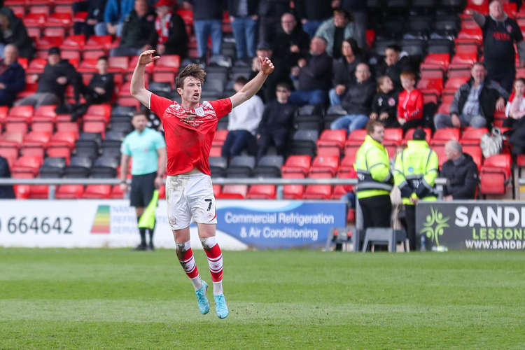 Long celebrates, but Crewe couldn't go on to make it count (Picture credit: Kevin Warburton).