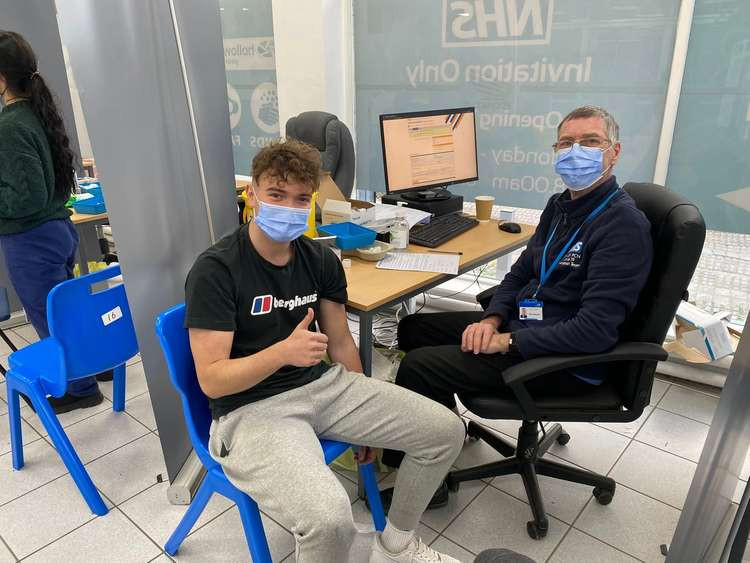 Caleb Barrow was the last person to be vaccinated (Picture courtesy of Crewe Honda Centre).