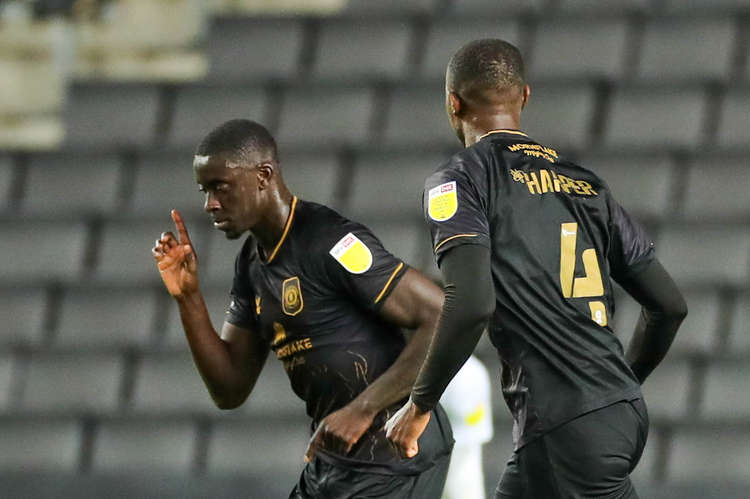 Bassala Sambou was on target in the midweek defeat at MK Dons (Picture credit: Kevin Warburton).