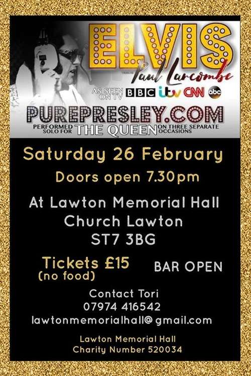 Is Elvis in the house? Catch this great tribute in Church Lawton near Alsager this weekend.