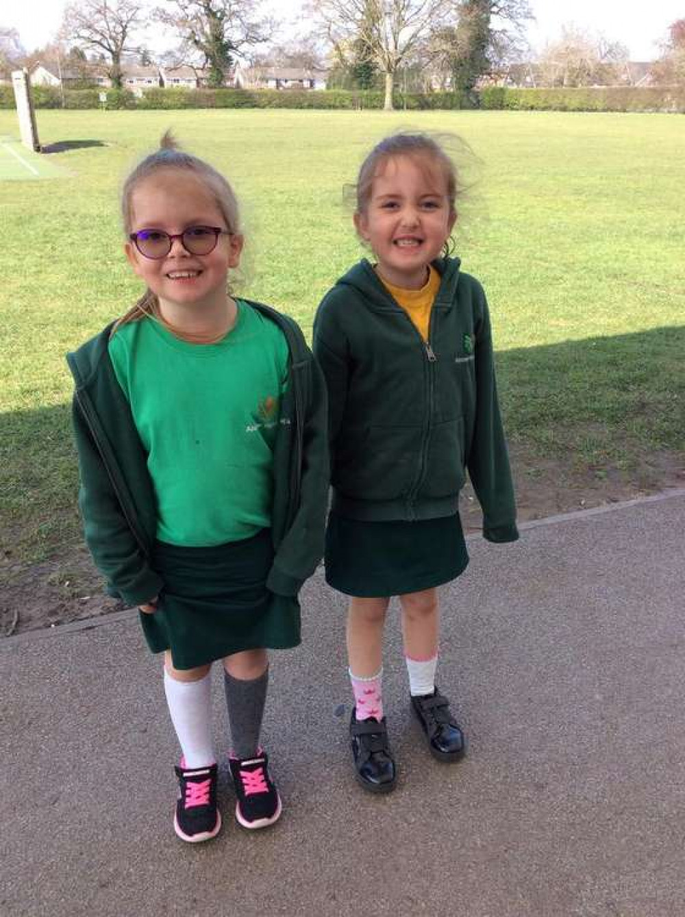 Demi and Dina from Year One showing off their odd socks!