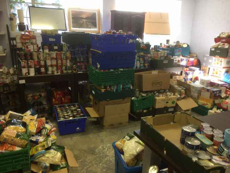 The food bank were inundated with donations during the pandemic. Photo courtesy of Hucknall Food Bank.