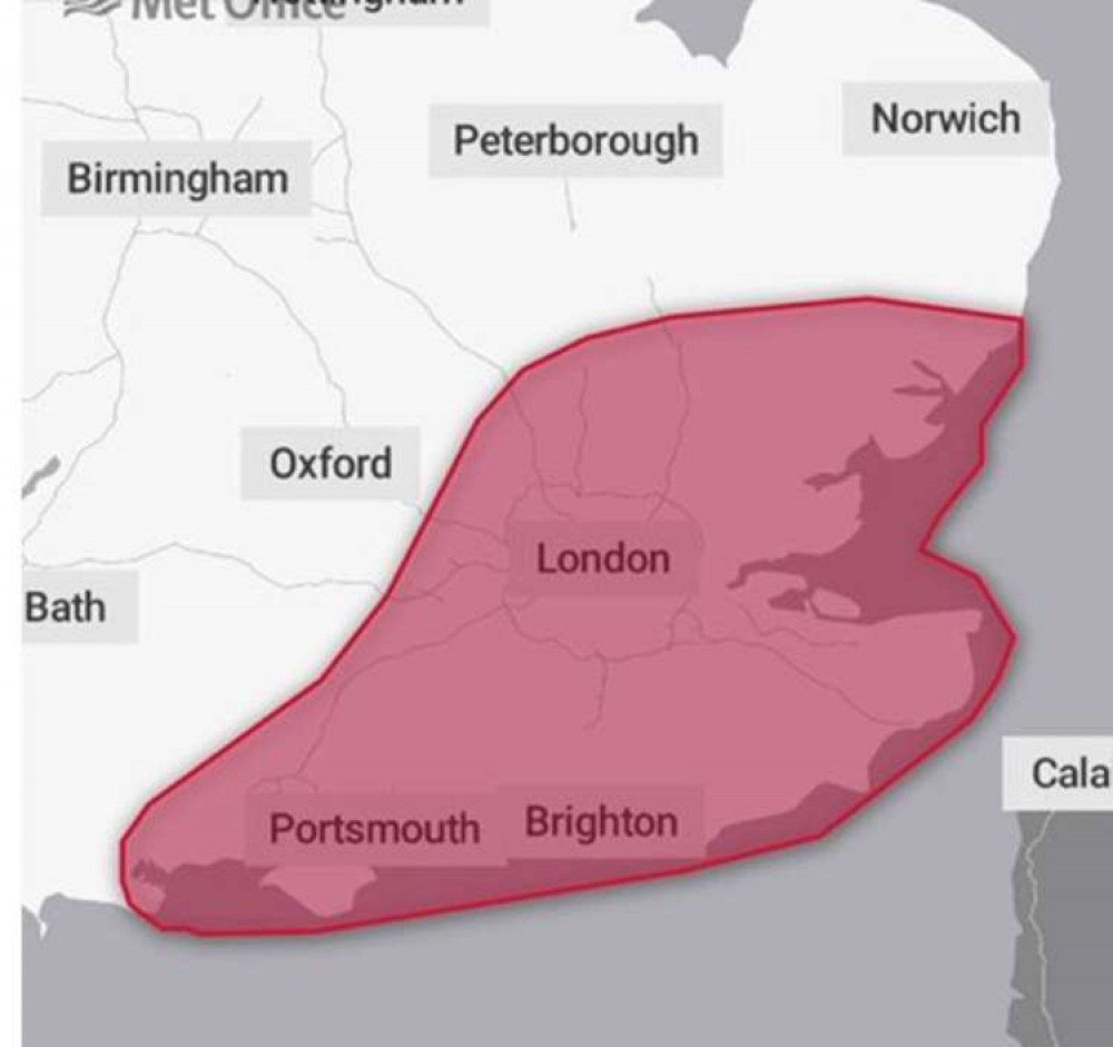 The red warning covers the whole of London