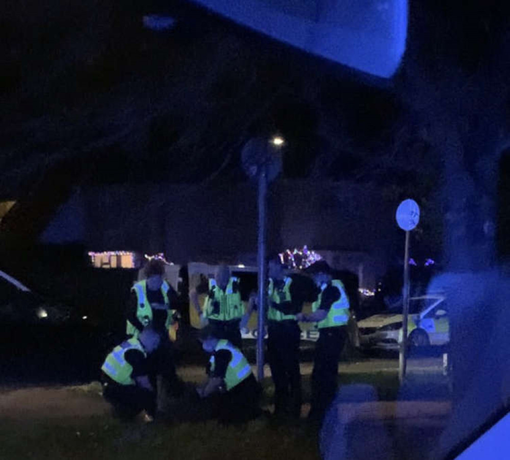 Police at the scene in Letchworth on Monday evening. CREDIT: Nub News