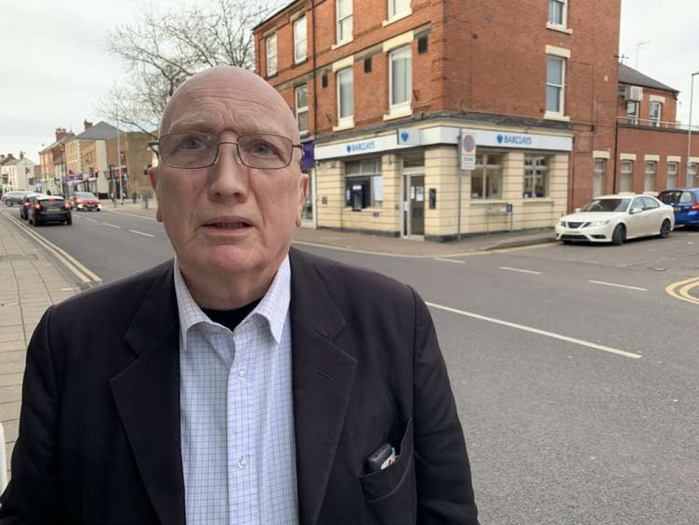 Councillor John Wilmott in the centre of Hucknall. Photo courtesy of Ashfield Independents.