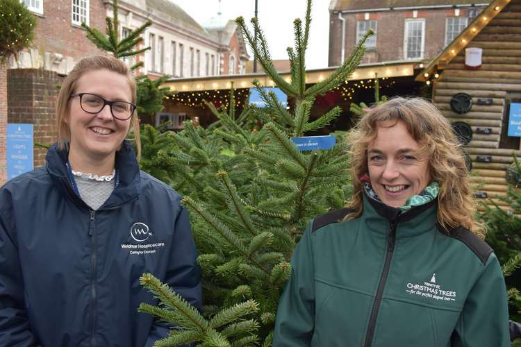Weldmar's Christmas Treecycle returns this winter, pictured is Weldmar's Fiona Hansford and Tamzin Hyde of Trinity Street Christmas Trees