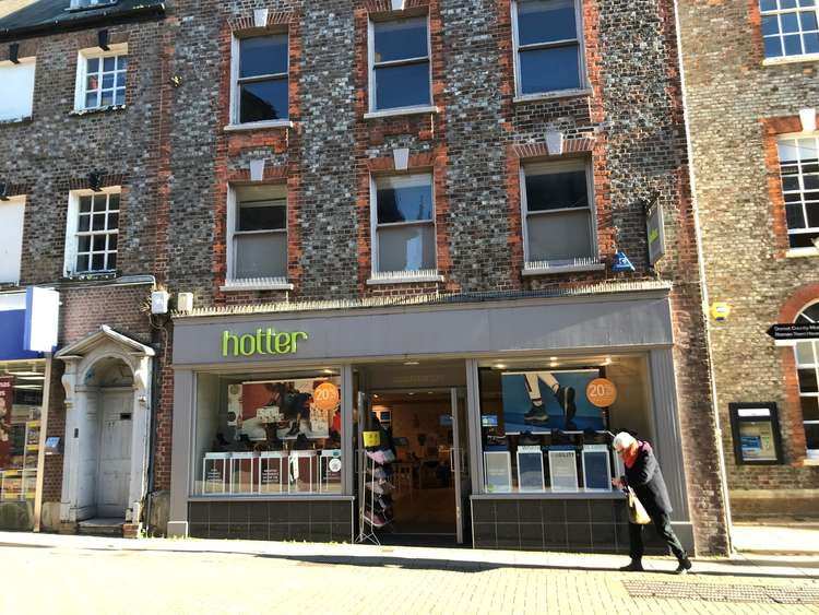 The listed Hotter shoe shop in Dorchester has been damaged by beetles
