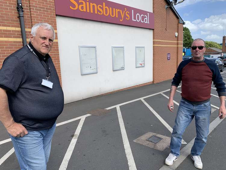 Councillor David Shaw and local resident John Evans at the nightmare junction of Ruffs Drive and Watnall Road. Photo courtesy of Ashfield District Council.