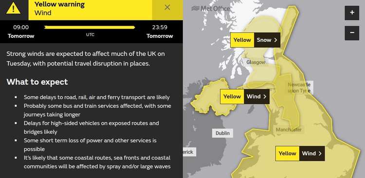 The Met Office warning