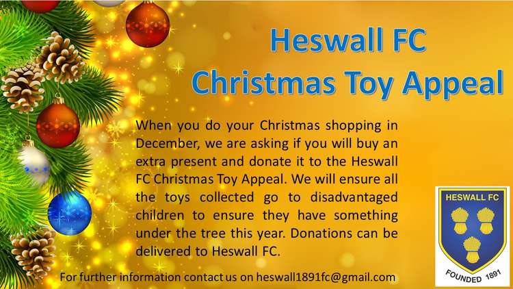 Toys can be dropped off at the Heswall FC clubhouse