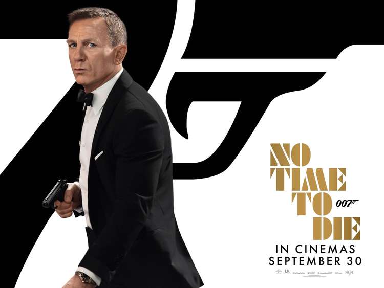 Official movie poster for the latest Bond film 'No Time to Die' which will have a midnight screening at The Arc Cinema, Hucknall.