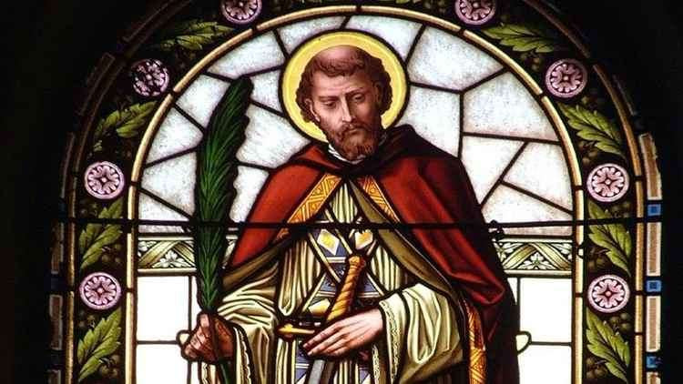 Saint Valentine as imagined in stained glass