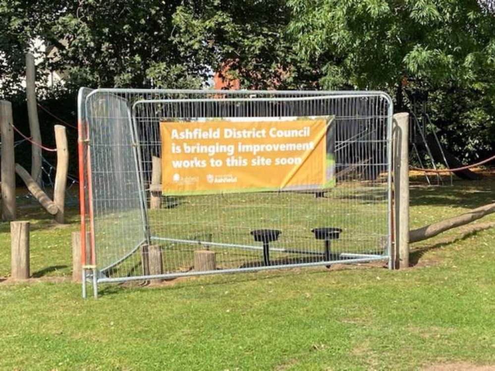 The work began on the equipment at Hucknall's Titchfield Park this week. Photo Credit: Tom Surgay.