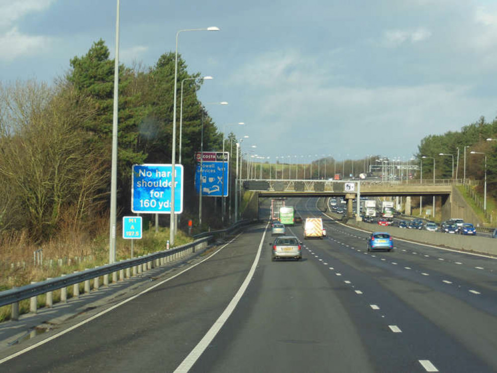 M1 northbound towards Hucknall closed between Junctions 25 and 26