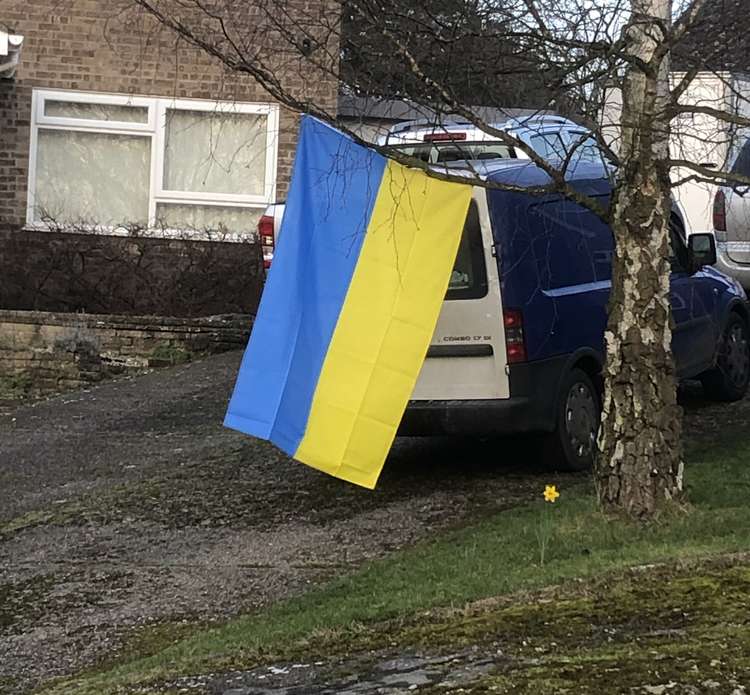 Showing solidarity with Ukraine - flag outside home in Hadleigh (Picture credit: Owen Turner)