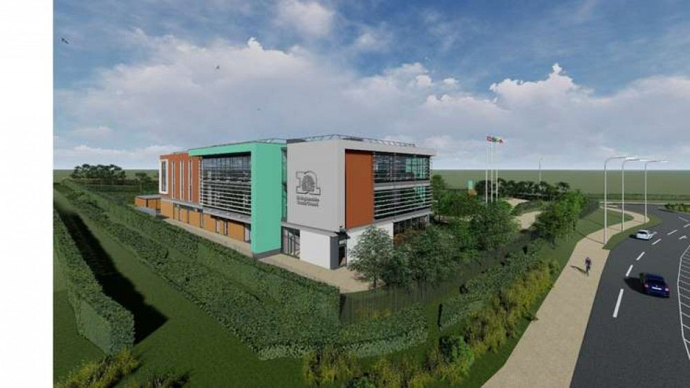 The new council offices on the border of Hucknall and Linby will cost £15.7million. Photo courtesy of LDRS.