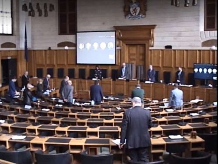 Devon councillors stand in silence in support of Ukraine