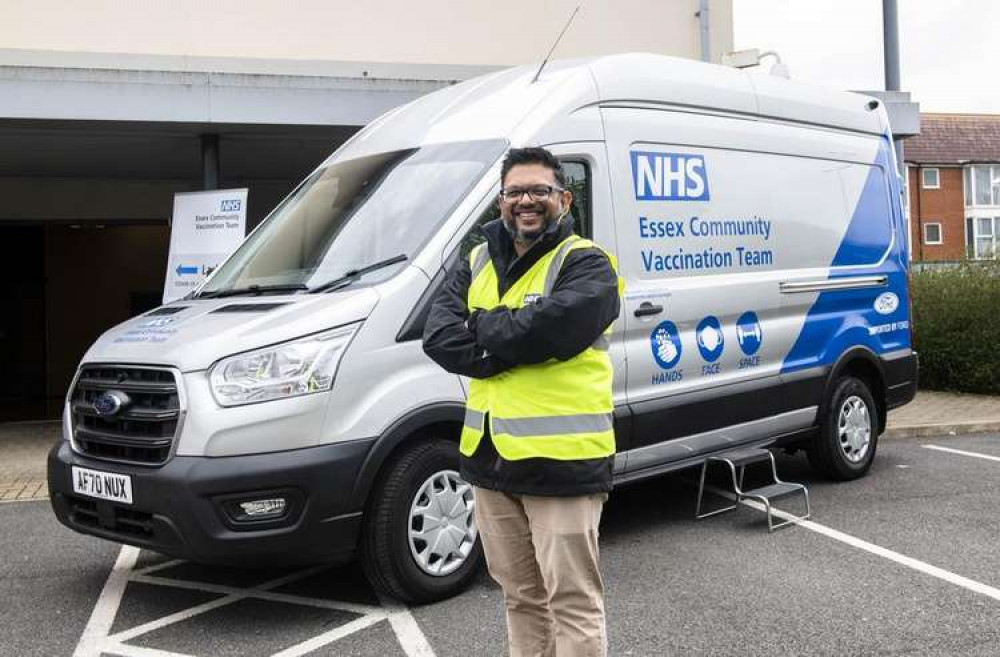 Founder Dr Smitesh Patel with the Essex Vax Van