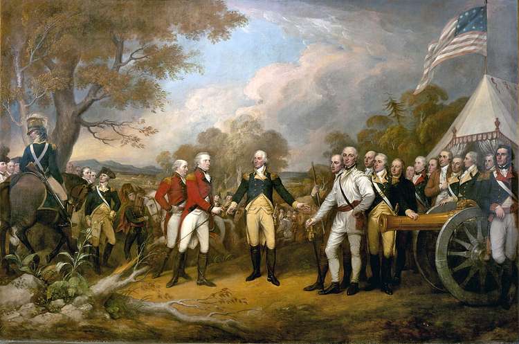 Gates accepting the British surrender at Saratoga