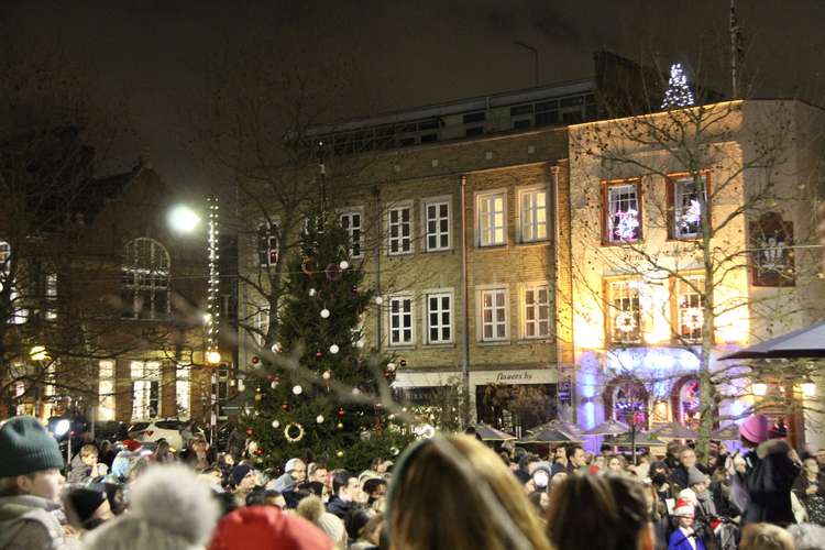 Award-winning comedian Elf Lyons (far-right in the woolly pink hat) hosted the festivities (Image: Issy Millett, Nub News)