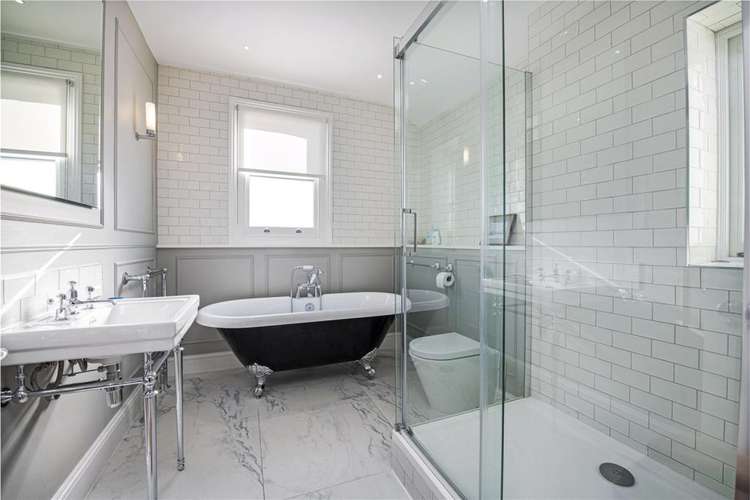 A luxurious family bathroom with a separate shower are found on the first floor (Image: Rampton Baseley)