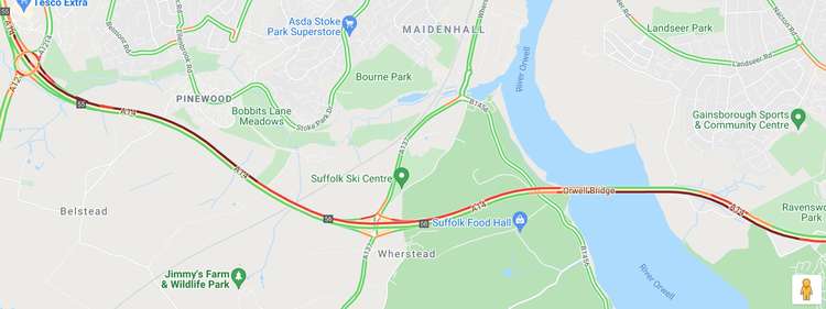 Live travel update on Orwell Bridge delays