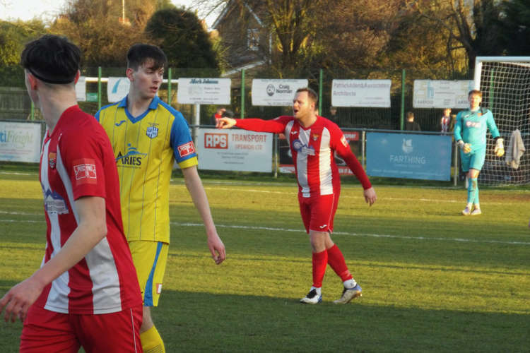 Defender Sam Nunn levelled for Seasiders in win over Hullbridge (Picture credit: Felixstowe Nub News)