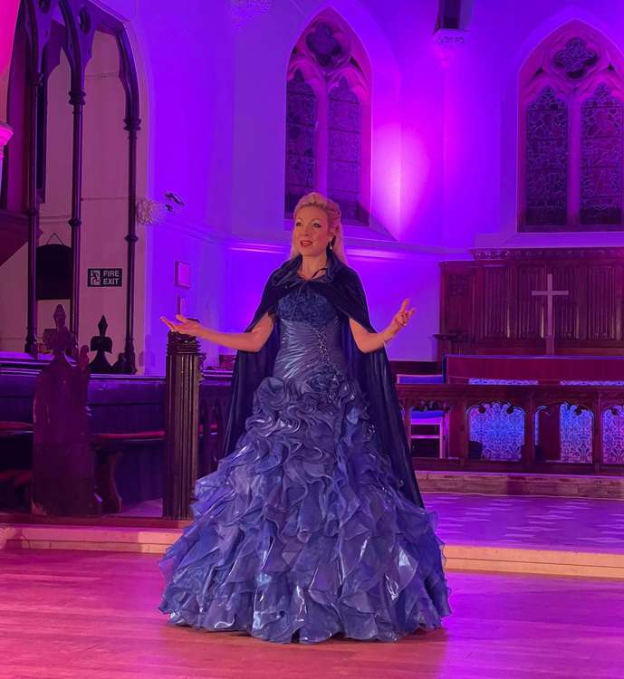 Christina performing new single in Felixstowe church (Picture credit: Slava Myachin)