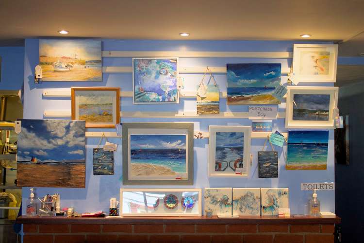 Artwork for sale on the wall from Exmouth Art Group