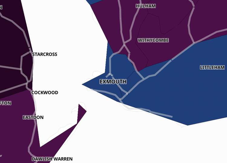 Exmouth coronavirus map