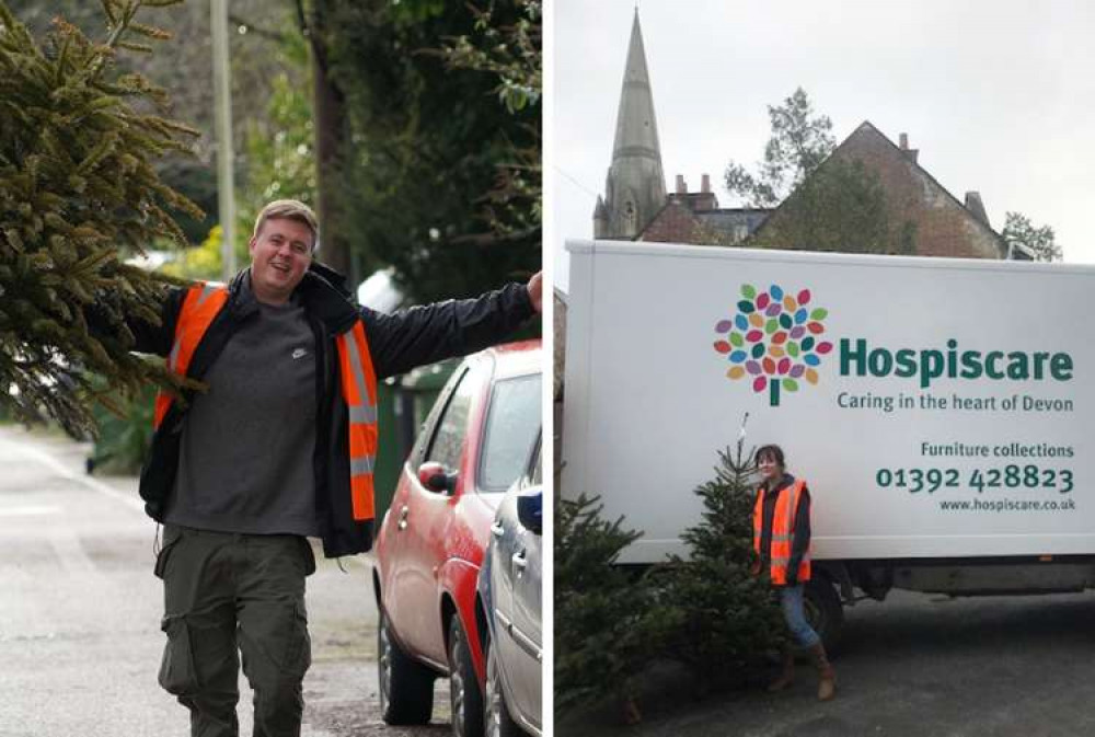 Hospiscare volunteers will collect and recycle your Christmas tree - make sure to sign up by Monday 8 January. Credit: JustHelping/ Hospiscare