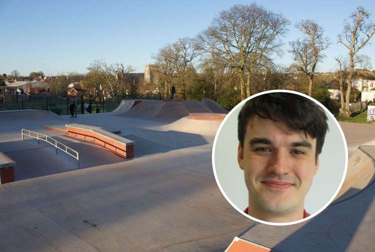 Exmouth Skate Park (Nub News, Will Goddard). Inset: Cllr Paul Millar (EDDC)