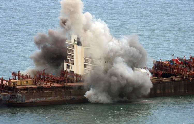 The ship was eventually broken up following several attempts at controlled explosions (photo by Richard Austin)